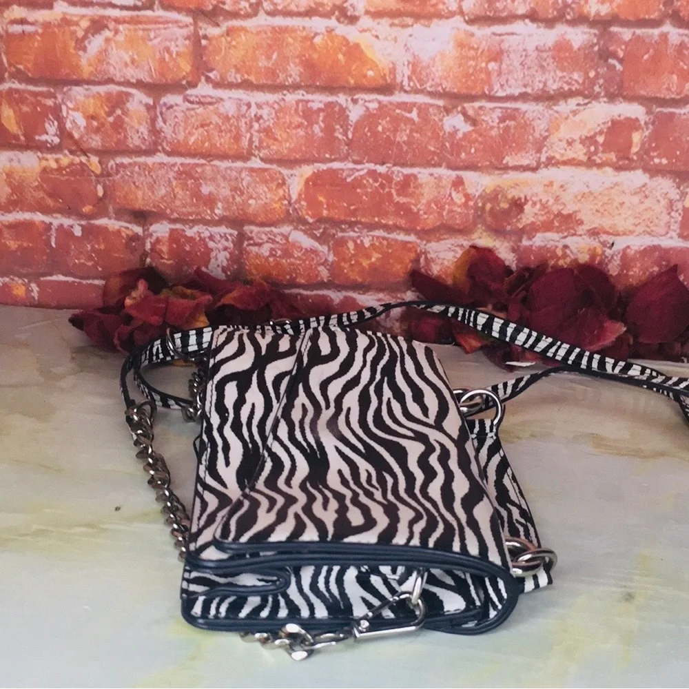 Black and White Zebra Print Convertible Crossbody Bag